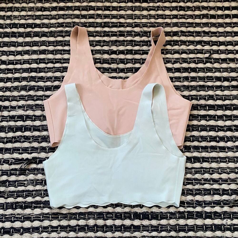 🌿Uniqlo Girls 2P Airism Nylon Spandex Stretch Padded Training Bra 9/12Y - Picture 3 of 4